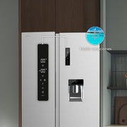 Frigorífico americano Cecotec Bolero CoolMarket SBS 559 Inox E, 559 L, 177 cm x 90 cm, Clase E, Sistema Multi Air Flow, Total No Frost, Motor Inverter Plus, Enfriamiento rápido, Modo Eco, Alarma de puerta