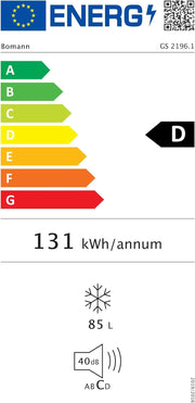 Congelador Bomann con 85 l de capacidad útil, congelador pequeño con 3 cajones, bisagra de puerta reversible, congelador con clasificación de 4 estrellas, silencioso y eficiente, solo 131 kWh/año - GS 2196.1 blanco