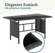 Set de muebles de jardín SVITA Denver de poliratán, grupo de comedor, salón, mesa de comedor, negro