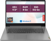 Lenovo IdeaPad 3 17ABA7 - Portátil 17.3'' HD+ (AMD Ryzen 7 5825U, RAM 8GB, SSD 512GB, Gráficos AMD Radeon, Windows 11 Home) Teclado AZERTY Francés - Gris