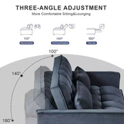 Sofá cama convertible de terciopelo 3 en 1 color gris cemento con cojines y bolsillos, sofá cama moderno extraíble, respaldo ajustable
