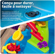 Mesa de agua Step2 Rain Shower con 13 accesorios - Azul y verde | Juego de exterior acuático | Actividad para el jardín