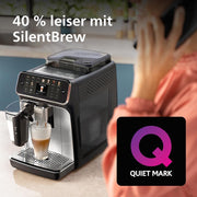 Cafetera superautomática PHILIPS Serie 5500 – Sistema de leche LatteGo, 20 especialidades de café frías y calientes, 40% más silenciosa con SilentBrew, QuickStart, negro y plata (EP5546/70)