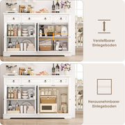Aparador FirFurd, mueble de cocina con encimera, armario buffet para cocina y salón, mueble de salón con 3 cajones y 4 puertas, buffet de cocina con estante ajustable, 134x87x40 cm, blanco