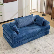 Sofá cama convertible de pana, 2 plazas, color gris oscuro / gris / verde / azul marino