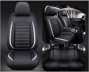 QWEDFSD Fundas de Asiento de Coche para MG MGS5 EV 2025, Protección Impermeable contra el Polvo, Juego Completo de Fundas de Asiento de Cuero, Blanco-Negro/C