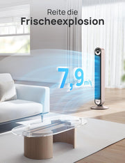 DREO 25dB Ventilador de torre inteligente y silencioso con refrigeración, ventilador de torre WiFi de 106cm compatible con Alexa, oscilación de 90°, control remoto, 9 velocidades, 4 modos, temporizador de 12 horas, control por voz, luz estelar