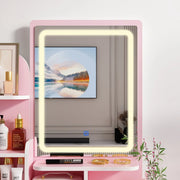 Mesa Tocador de Maquillaje con Luz LED, Espejo y Taburete