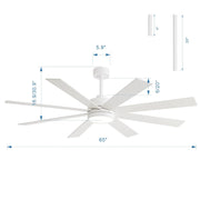 Ventilador de techo negro de 65 pulgadas y 8 aspas con luz y control remoto