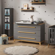 Cambiador VitaliSpa Malia, blanco/roble, 133 x 98 cm XL con 3 cajones