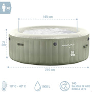 Set de spa inflable redondo Intex para 6 personas, color verde oliva, 28428NP (inflado 216 cm x 71 cm)