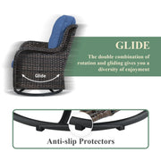 Sillones mecedoras de mimbre para exteriores Gymojoy con base giratoria (juego de 2)