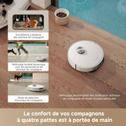 Robot aspirador y fregasuelos autónomo Dreame L40 Ultra AE, succión potente de 19 000 Pa, limpieza en seco y húmedo, base todo en uno con vaciado automático, 2 cepillos incluidos