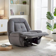 Sillón reclinable giratorio de pana con deslizamiento, reposapiés para sala de estar