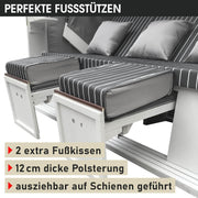 BRAST® Cesta de playa Usedom XXL de 3 plazas para 2-3 personas | 165 cm de ancho | 5 diseños | incluye funda impermeable | respaldo ajustable, cojines para los pies | antracita/gris - a rayas