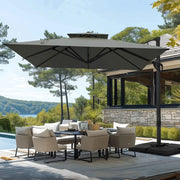 MAISON ARTS Sombrilla Cantilever Hidráulica Automática de 3.65 m, Poste de Aluminio con Rotación de 360 Grados