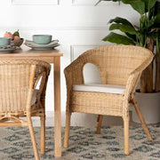 Silla de comedor Abbey de ratán natural estilo bohemio moderno