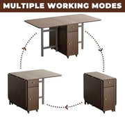 Mesa de comedor plegable ATJafurn de 59'' con alas abatibles para espacios pequeños, mesa de cocina extensible de madera rectangular con ruedas y almacenamiento