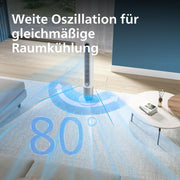 Philips Smarter Turmventilator 7000 Series – 8,4 m/s stark, ultraleise 22 dB, energieeffizient, App & Fernbedienung, Wlan, 12 Stufen, Schlafmodus, Temp‑Anzeige, 12‑h Timer, 80° Oszillation (CX7550/00)