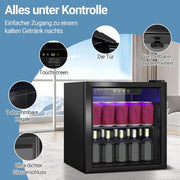 Refrigerador de bebidas, mininevera de 40L/60 latas con puerta transparente para refrescos, cerveza o vino, frigorífico pequeño independiente con estantes extraíbles ajustables y pantalla LED