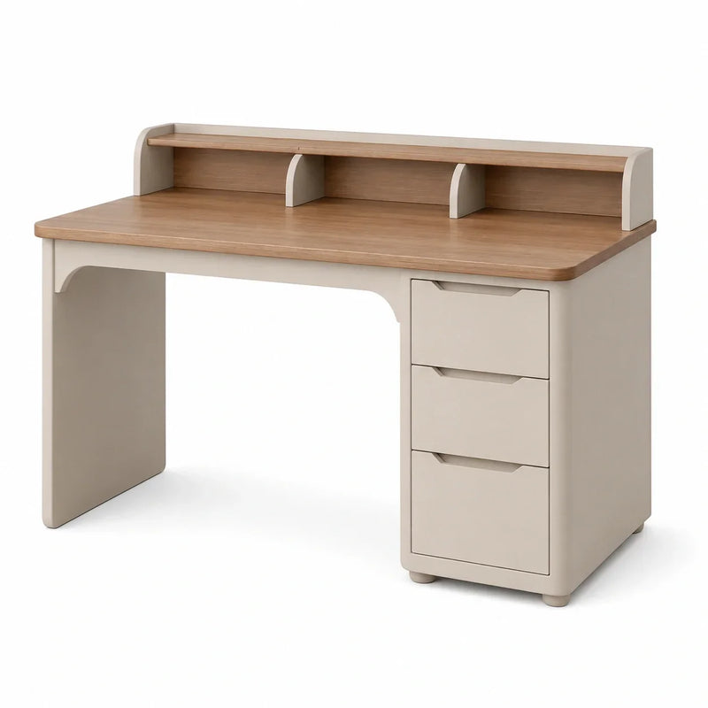 Escritorio de MDF y chapa de madera, beige, 120x60x75 cm