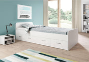 Cama individual moderna Boro con 3 cajones 90 x 200 cm - Práctica cama tipo litera para habitación juvenil en blanco - 95 x 66 x 204 cm (ancho/alto/fondo)