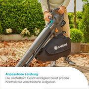 Aspirador/soplador de hojas a batería PowerJet Collect 18 V con función de aspiración y soplado, bolsa de recogida y velocidad ajustable, set