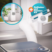 Aire acondicionado portátil Monzana® MZKA2000, manguera de escape, 7000 BTU, 3 en 1, 750 W, temporizador 24 h, 25 m², mando a distancia, deshumidificador, kit de sellado para ventanas, climatizador