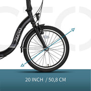 Bicicleta plegable premium PACTO para adultos - Cuadro de aluminio de 27 cm, ruedas de aluminio de 20 pulgadas, 6 velocidades Shimano