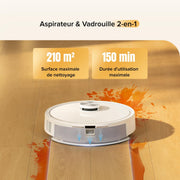Roborock Q7 M5 Set Robot Aspirador y Fregasuelos 10 000 Pa, Doble Diseño Antienredos, Duración de Limpieza Prolongada, Navegación con LiDAR Preciso, APP, Blanco