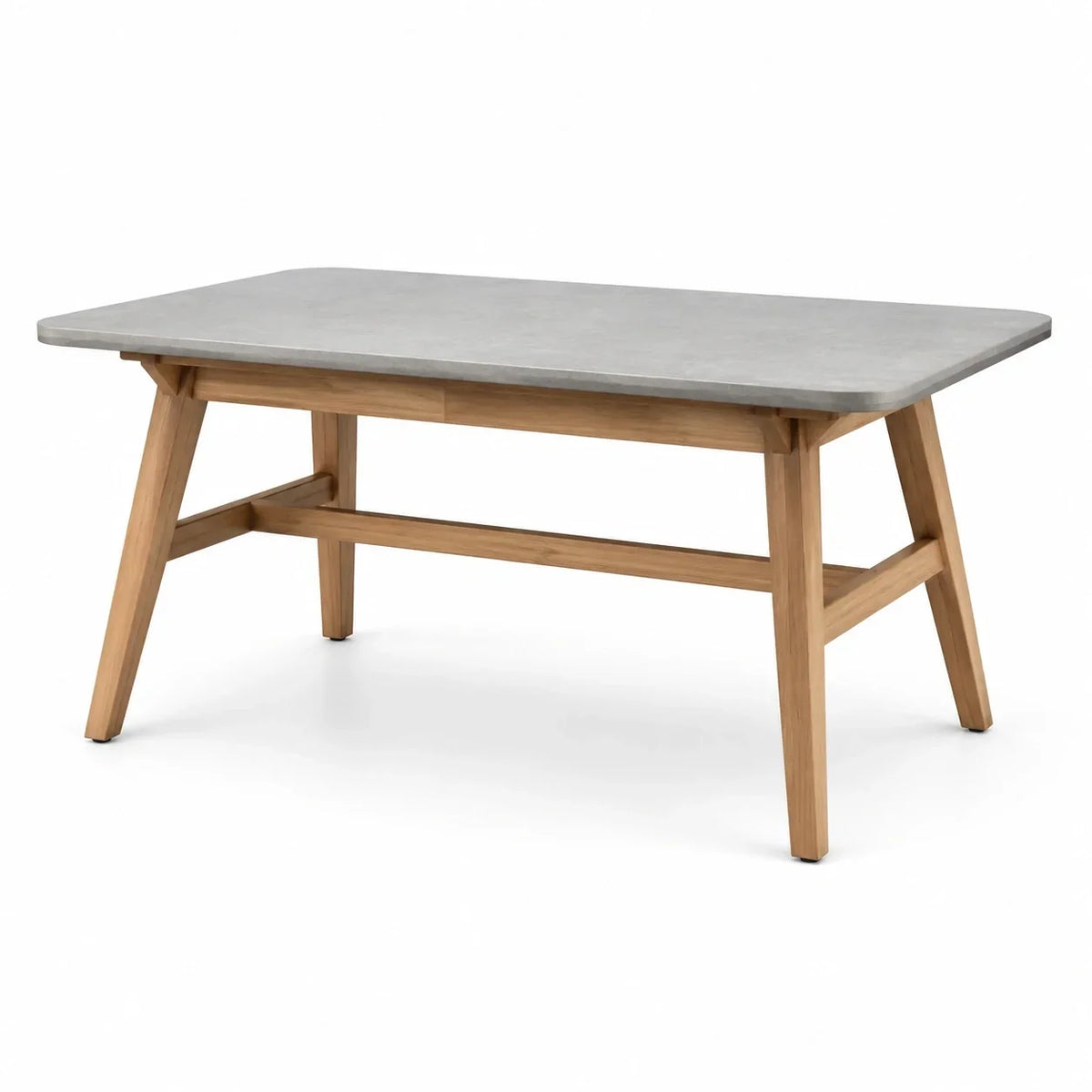 Mesa de jardín rectangular de hormigón y madera de teca 160 cm gris/natural