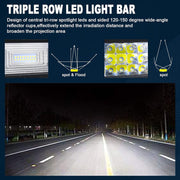 Barra LED PICAA, triple fila curva 7D de 42 pulgadas (104 cm) y 540 W, barra de luces LED con soporte de instalación magnético, para vehículos todoterreno 4x4, SUV, ATV y camiones de 12 V