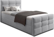 Cama con canapé 100x200 cm, cama tipo boxspring gris Argentaro