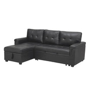 Sofá seccional reversible convertible con cama extraíble, chaise longue con almacenamiento oculto y patas duraderas