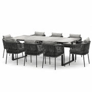Conjunto de comedor de jardín con mesa de cerámica y 8 sillas de aluminio gris