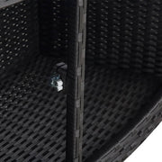 Borde KOIECETA con almacenamiento para jacuzzi spa piscina, borde de piscina de poliratán negro, madera dura, redondo, acero con recubrimiento en polvo (V31009)