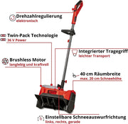 Quitanieves a batería GE-ST 36/40 Li E-Solo 36 V, 40 cm de ancho de trabajo, hasta 20 cm de altura de nieve, 6 m de expulsión, PXC sin batería