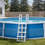 Escalera para piscina de servicio pesado de 5 peldaños con pasamanos dobles, peldaños de PE resistentes antideslizantes, capacidad de 400 lbs, se adapta a piscinas elevadas y enterradas de 48 a 54 pulgadas.