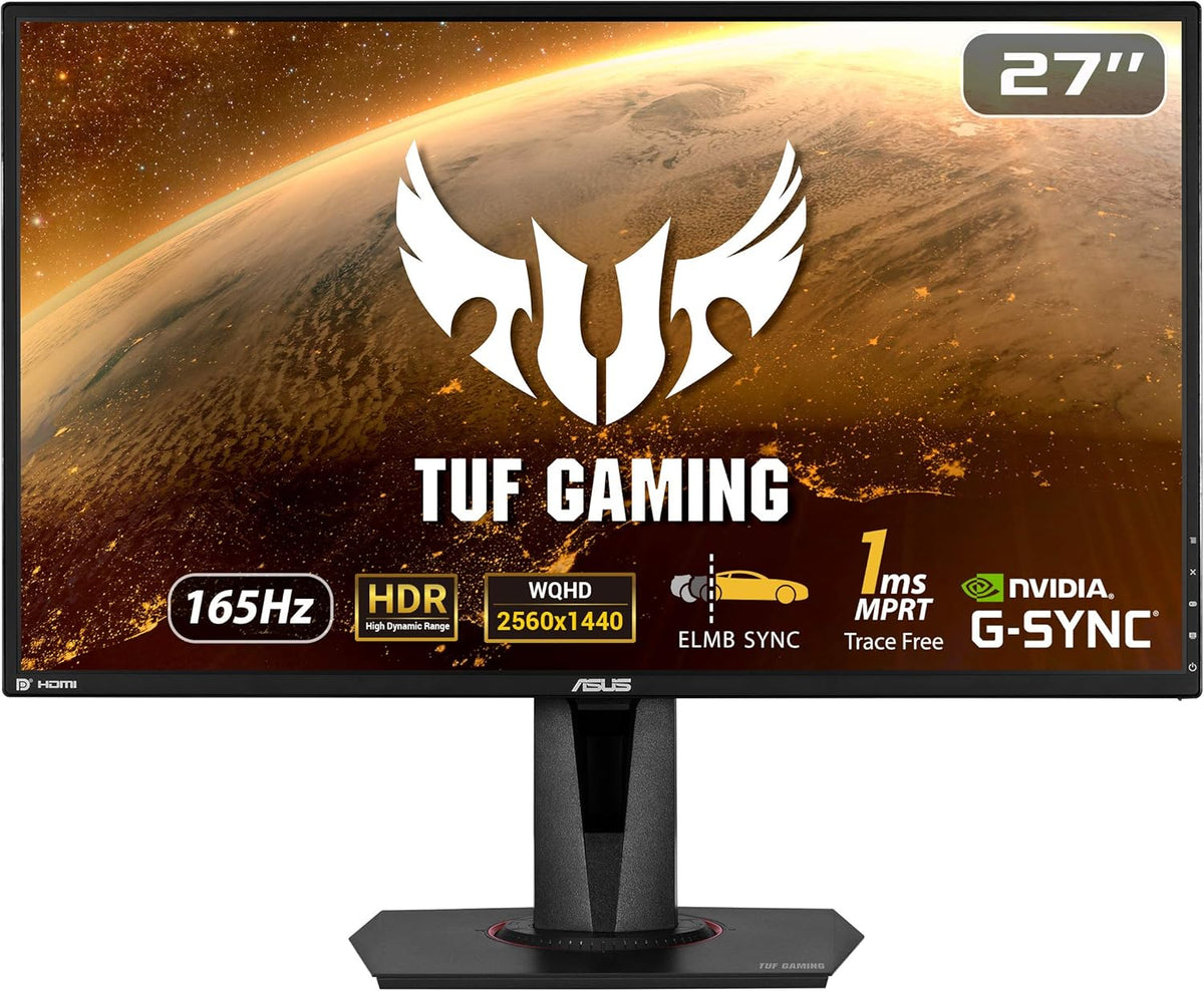 ASUS TUF Gaming VG27AQZ - Monitor para juegos eSports de 27" WQHD - Panel IPS - 16:9 - 165 Hz - 1 ms - 2560x1440 - DisplayPort y 2x HDMI - Altavoces - HDR 10 - 99% sRGB - Nvidia G-Sync - ELMB Sync