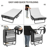 Cama plegable DICTAC 90x200cm para adultos con colchón de espuma viscoelástica de 13cm, estructura metálica plegable con ruedas, capacidad de carga de 200kg