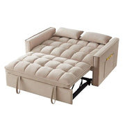 Sofá Cama Biplaza 4 en 1 con Apoyabrazos y Bolsillos de Almacenamiento, Sofá Cama Extraíble Tapizado Multifunción con Respaldo Ajustable
