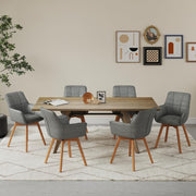 WAFTING Juego de 6 sillas de comedor giratorias, silla giratoria de 360° con reposabrazos y patas de madera, silla tapizada de terciopelo para comedor, sala de estar, cocina, dormitorio, gris oscuro