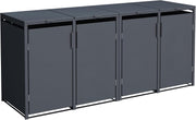 DEGAMO Mülltonnenbox, cobertizo para 4 cubos de basura MÜNCHEN para 4 cubos de 120 y 240 litros, acero galvanizado, color antracita