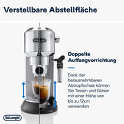 De'Longhi Dedica Style EC 685.M – Cafetera espresso de bomba tradicional, con espumador de leche profesional, solo 15 cm de ancho, para café molido o monodosis ESE, depósito de 1 l, plata