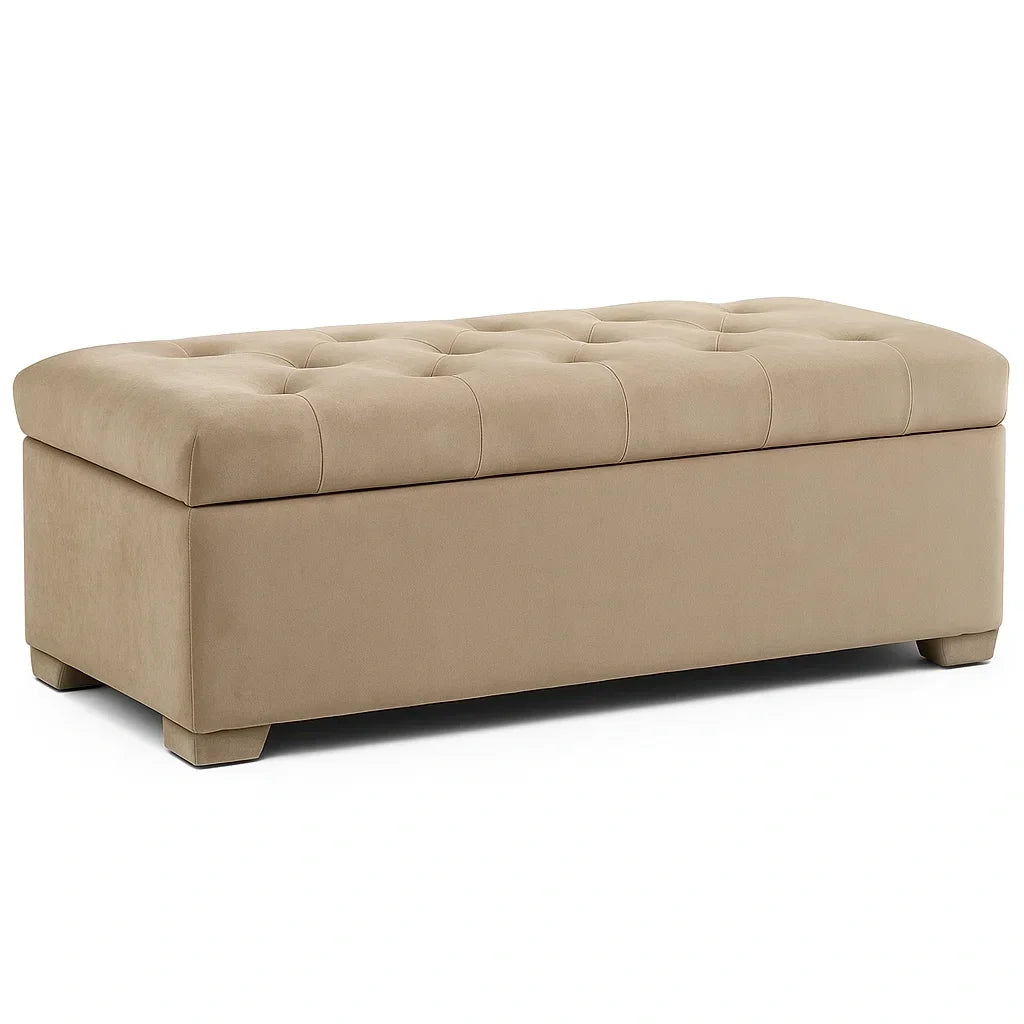 Banco de almacenamiento de terciopelo beige