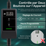 Cargador de coche eléctrico con APP 3,7kW [15m, 6-16A], cable de carga para coche eléctrico con soporte de pared, cargador Tipo 2 con pantalla LCD digital, compatible con E-208, Model Y, E-Tech y otros vehículos eléctricos/híbridos enchufables (EV/PHEV)