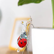 Estaca decorativa para plantas de mariquita de cristal con cristales - Atrapasoles para decoración de jardín