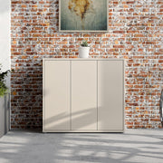 Zapatero Forte Alice Springs 100 110, armario de recibidor con 3 puertas y 8 estantes, madera reconstituida, color beige cachemira, 109,2 cm de ancho x 99,1 cm de alto x 34,9 cm de profundidad