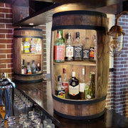 Bar de vino LED Weeco. Botellero mueble bar XL. Barril vintage decorativo para salón. Minibar para ginebra, whisky y cerveza. Mesa alta de barril. Barril de madera para copas y botellas. Estante de vino, set de regalo.