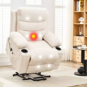 Sillón reclinable elevador eléctrico, reclinables eléctricos para ancianos con calor y masaje, asistencia para levantarse con portavasos, bolsillo lateral, para sala de estar